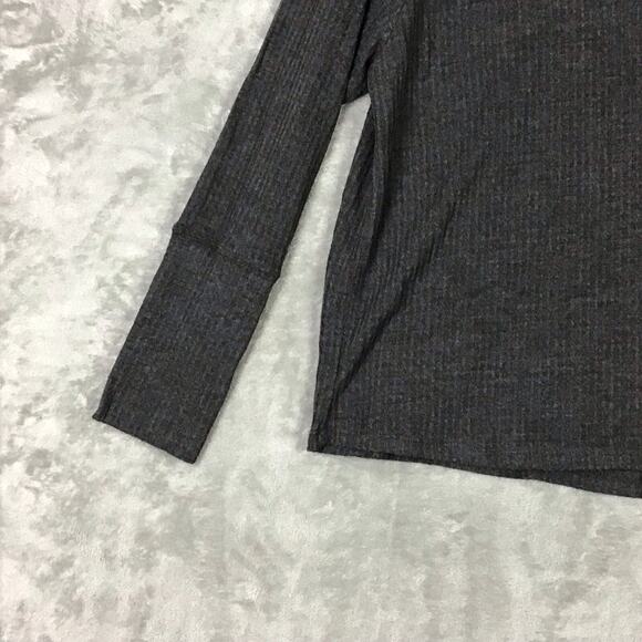 Bobeau Womens Medium Top Dark Gray Charcoal Waffle Knit Cowl Neck Long Sleeve - Picture 7 of 10